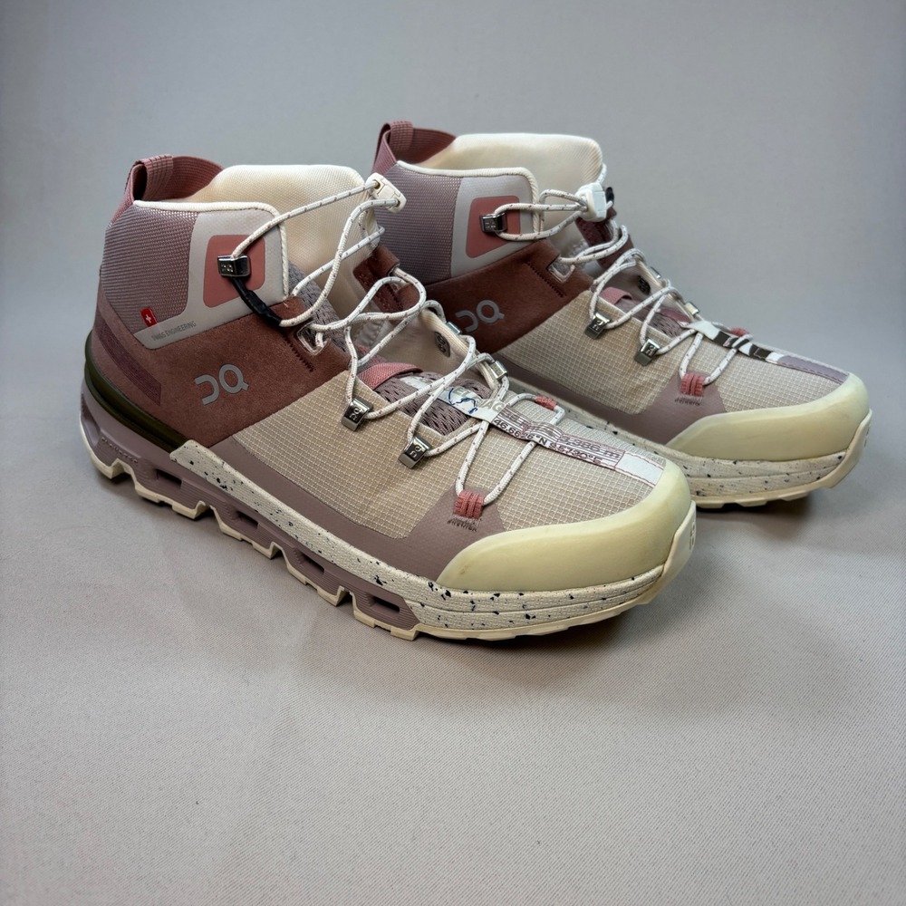On Cloudtrax Rose Ivory Womens 7.5 Mid Hiking Shoes Boot Trail CloudTec 53.99054